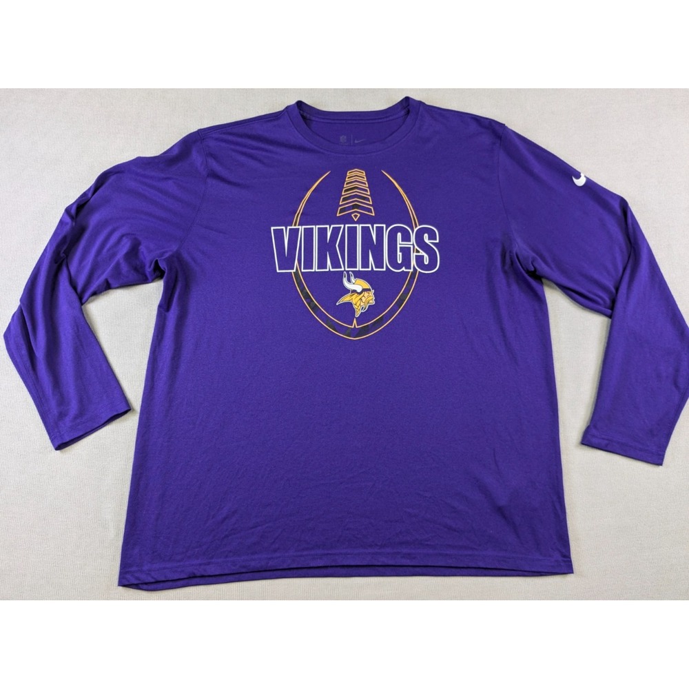 Minnesota Vikings Shirt Mens 2XL Purple Nike Dri-Fit Training Long Sleeve NFL